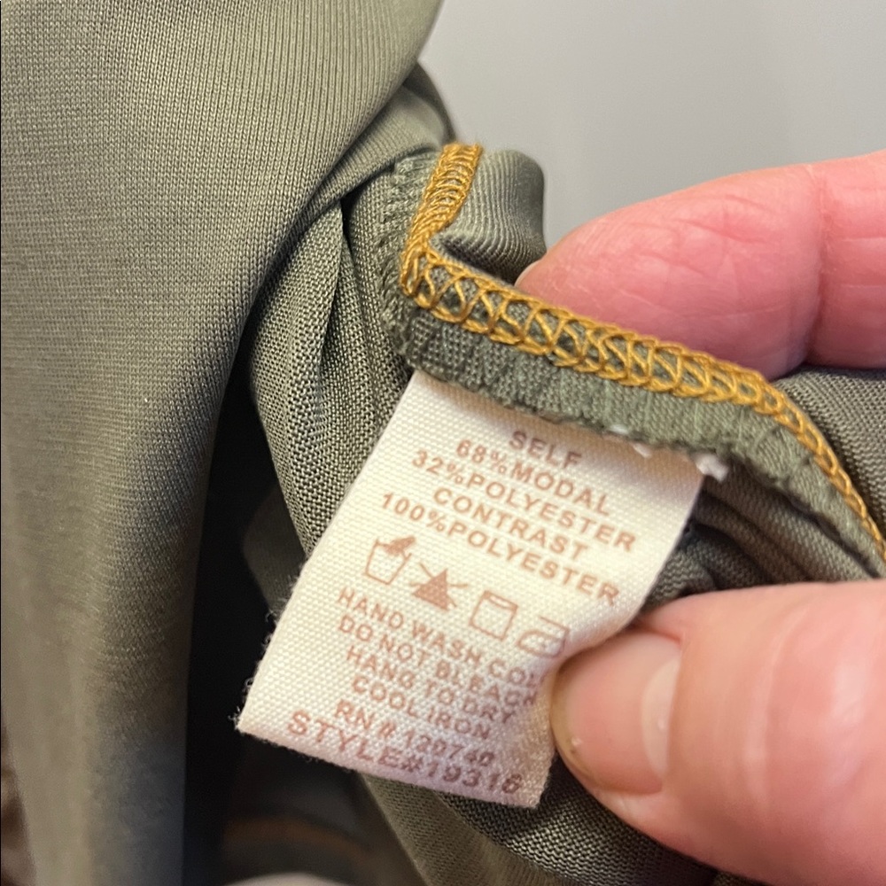 Mystree Olive Green Tank with Neutral Patterned Trim - Picture 7 of 8